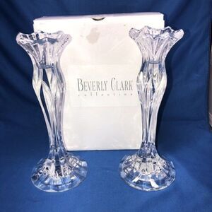 Beverly Clark Collection 2 Calliope Candle Holders Led Crystals 24% 8x4